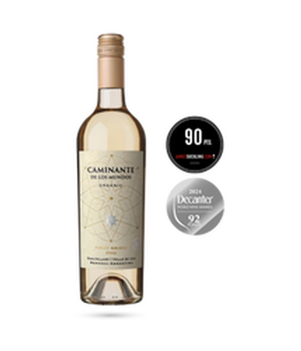 Caminante de los Mundos Pinot Grigio disponible en Santos y Cepas